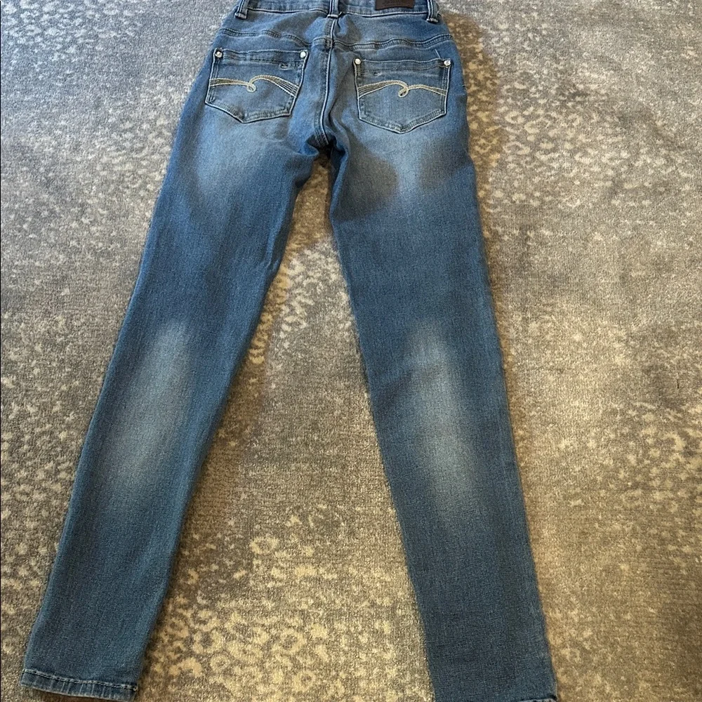 Justice Kids Distressed Blue Paint-Splatter Jeans Size 12